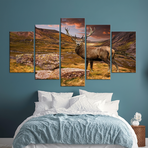 Elegant Deer Horn Printed <b>Canvas</b>: Animal Print <b>Wall</b> Art Decor,SET OF 5 MIX <b>CANVAS</b> - Product Image 3