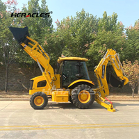 Prix d'usine Euro 5 EPA Heracles Chargeuse sur pneus et pelle rétrocaveuse, capacité de charge 2500 kg, profondeur de fouille 4 m, moteur Yuchai, boîte de vitesses TLS3CX