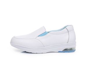 Zapatos de Enfermera Blancos de Cuero con Plataforma y Amortiguación de Aire, Antideslizantes y Cómodos para Mujer, Venta al Por Mayor - Product Image 2