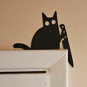 Imanes creativos para refrigerador con diseño de gato negro, decoraciones para esquinas de puertas, pegatinas autoadhesivas para pared, ambiente festivo navideño - Product Image 2