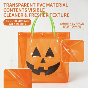 Bolsa de regalo de PVC con asa para dulces y chocolate de Halloween, con estampado de calabaza de Halloween - Product Image 5