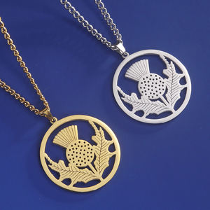 Misthape collana <span class=keywords><strong>fiore</strong></span> di cardo scozzese donna <span class=keywords><strong>simbolo</strong></span> di amore ciondolo in acciaio inox gioielli regalo di San Valentino - Product Image 3