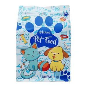 ถุงบรรจุอาหารสุนัขแบบด้านมีซิปด้านข้างกระเป๋าอลูมิเนียมฟอยล์แบบตั้งกระเป๋าใส่อาหารสัตว์เลี้ยงแบบแบน