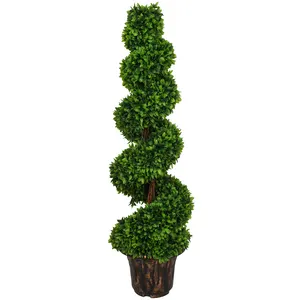 Greenery Boxwood Hedge Artificial Succulent Plants Spiral Topiary Trees in Pot for Indoor Outdoor Decoration