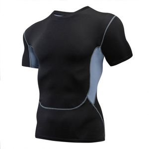 T-shirt de compression à manches courtes pour homme, coupe ajustée, col rond, séchage rapide, idéal pour la course à pied, le cyclisme, la musculation et l'entraînement en salle de sport - Product Image 5
