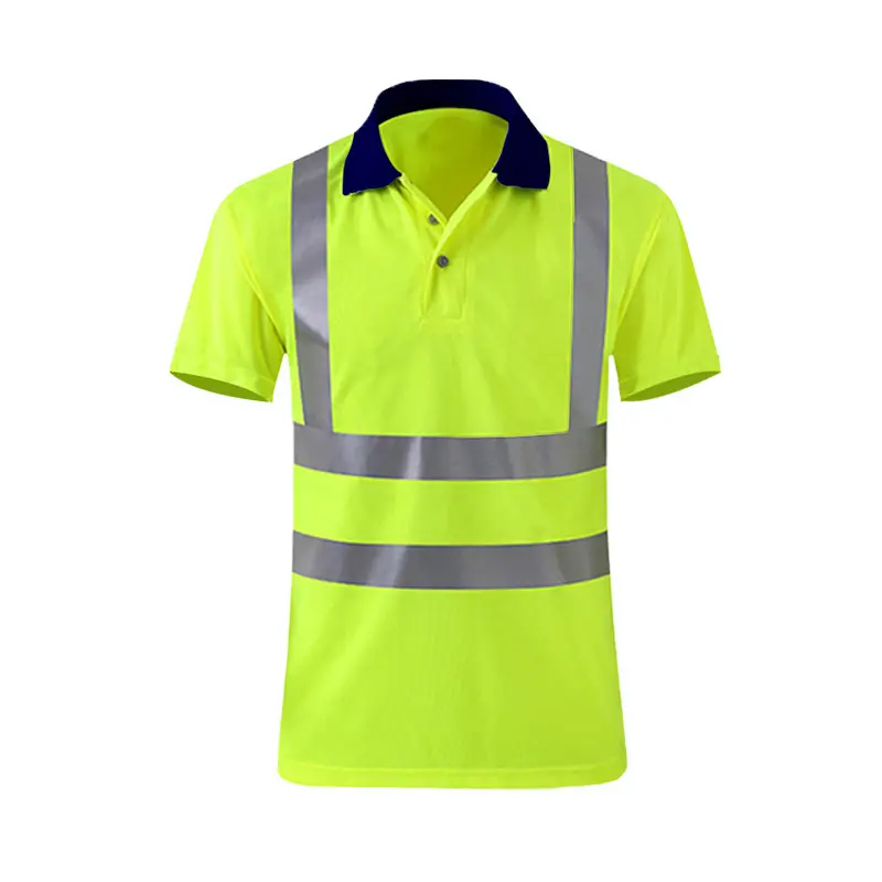 Großhandel Custom ized neues Sicherheits polos hirt High Visibility Worker Uniform Flash ing Reflektierende Knopfs icherheit Arbeits kleidung Kleidung