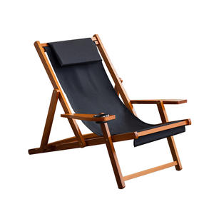 Chaise de plage pliante en <span class=keywords><strong>bois</strong></span> massif Cross Oxford Chaise longue Pause déjeuner Chaise pliante Chaise longue d'extérieur - Product Image 1