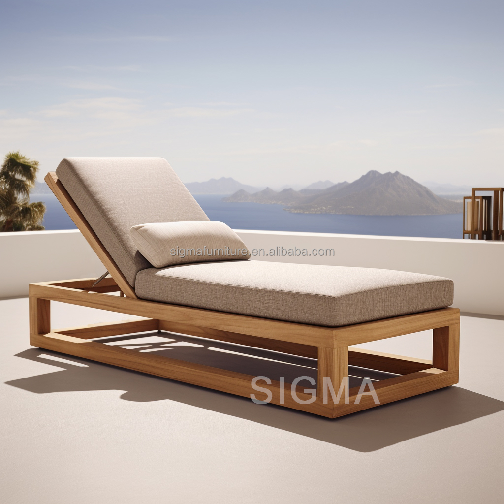 Best quality patio garden sets teak wood sunbed outdoor lounge chaise customize