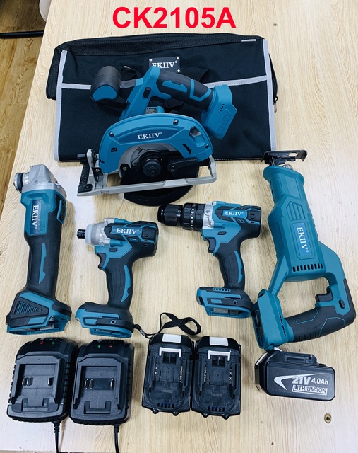 18V 5 in 1Set Brushless Cordless Power Tool Set Multi-Tool Drill Screwdriver Combo Kit with Hard Case Lithium Batteries