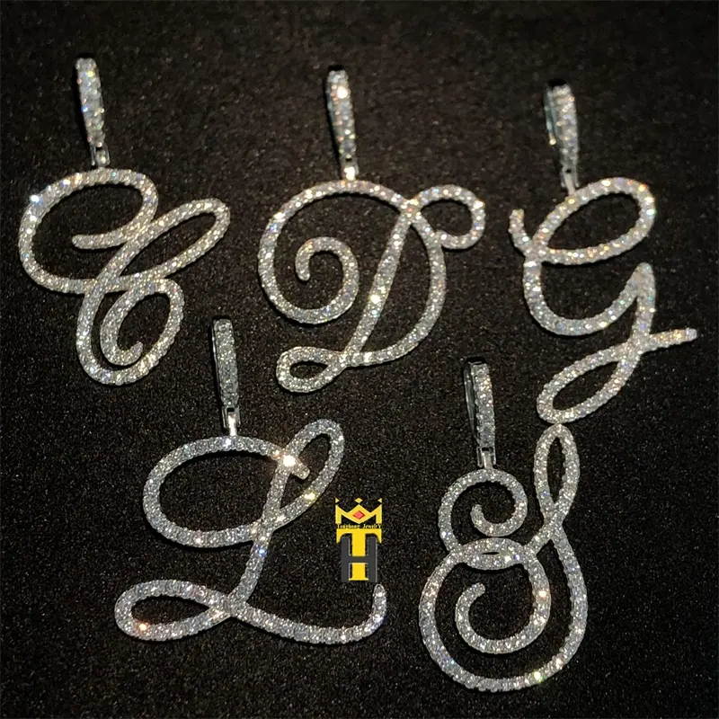 Women bling 14k cubic zirconia gold silver jewelry A-z cz diamond letter pendant necklace initial pendant