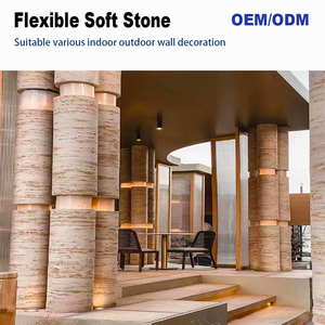Revêtement mural extérieur en pierre artificielle MCM, pierre naturelle flexible, travertin, mince et léger, pour balcon, terrasse, cour - Product Image 3