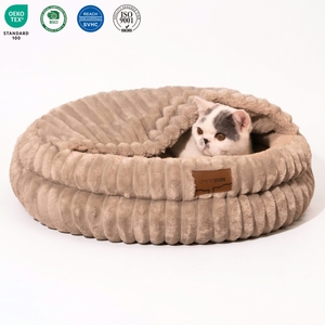 Lit pour chat amovible avec couverture en couverture, lavable, confortable, en <span class=keywords><strong>coton</strong></span>, pour dormir en hiver, lit-caverne pour chat - Product Image 1