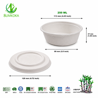 Sumkoka 250ml Gobelets à sauce jetables en bagasse de canne à sucre, biodégradables, compostables, anti-fuite, compatibles micro-ondes, avec couvercle, pour les fêtes