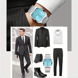 REWARD RD611264 Reloj de Cuarzo Cuadrado Azul Hielo para Hombre, Relojes Deportivos de Moda Resistentes al Agua para Hombre, reloj hombre - Product Image 6