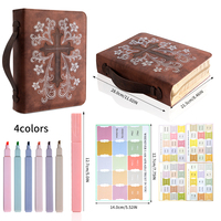 Funda para Biblia para Mujer, Bolsa de Biblia de Cuero PU con Pestañas, Marcadores, Bolígrafos, Estuche de Transporte para Libros con Asa Grande, Regalos Cristianos