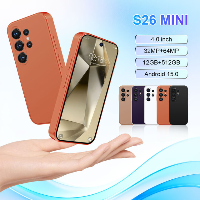 New S26 Mini Phone 4.0-inch 32MP+64MP Camera 12+512GB Android15 4000mAh Battery 5G Unlocked SmartPhone