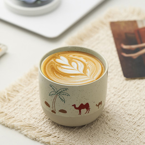 <span class=keywords><strong>Tasse</strong></span> à café en céramique rustique effet chameau, style vintage, pour latte art, à forte absorption d'arômes, créative, pour maîtres baristas - Product Image 1