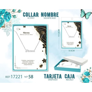 Collana con nome in acciaio inossidabile argentato Nieves-gioielli personalizzati - Product Image 1