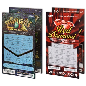 Gold Coin Gemstone Theme Lotto Custom Digital Prinating Design Scratch Win Black Core Paper Scratch off Lottery - Product Image 1