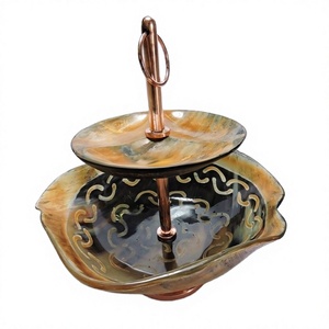 New Design Creative 2-Tier Eco-Friendly Handmade Natural Horn Stainless Steel <b>Cake</b> Display Stand <b>Cake</b> <b>Server</b> for Christmas - Product Image 1
