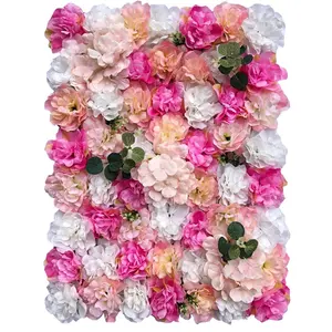 웨딩 이벤트 무대 장식을위한 뜨거운 인공 흰색 장미 3D 수국 꽃 벽 배경