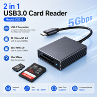 Lector de tarjetas USB 3,0 tipo C SD TF 312MB/s UHS-II, lector de alta velocidad, plástico ABS, portátil, para cámara, portátil, MacBook