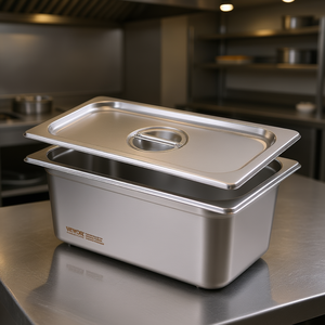 Vevor Bac à vapeur en acier inoxydable de 1/3 de taille, profondeur 6 pouces, avec couvercle anti-blocage, pour la restauration et le stockage alimentaire - Product Image 2