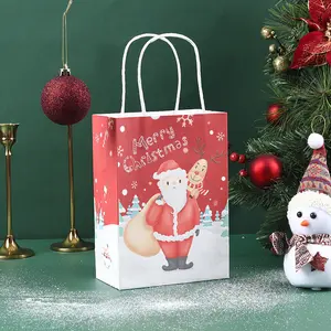 リサイクル可能なクリスマスデコレーション紙袋2023卸売新シリーズクリスマス可愛くてファッショナブルなギフトバッグツイストハンドル付き