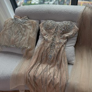 Serena collina LA73136 <span class=keywords><strong>turchese</strong></span> sirena in rilievo abito da sera con svasamento a maniche lunghe due pezzi <span class=keywords><strong>abiti</strong></span> da festa per donna - Product Image 4