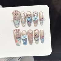 TSZS Faux Ongles de Luxe Faits Main à Coller, Mignons, Stiletto, Ovale, Effet Œil de Chat, Réutilisables, en Acrylique PMMA, Prêts à Porter, Vente en Gros