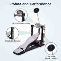 Pédale de grosse caisse simple robuste à double chaîne réglable pour batterie professionnelle et accessoires de percussion