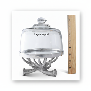 ที่วางเค้กสไตล์เขากวางที่ตกแต่งด้วยโลหะพร้อมฝาแก้ว - Product Image 1