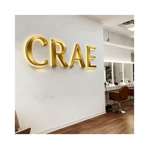 Letrero de Metal Dorado de Acero Inoxidable Cortado con Láser, Letrero Publicitario LED para Exteriores de Empresa, Diseño de Logotipo 3D Personalizado de Marca, Letrero LED de Pared - Product Image 5