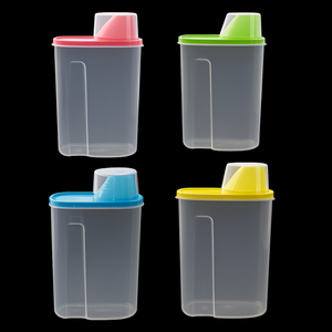 Contenitore per alimenti in plastica trasparente con coperchio ermetico colorato e tazza di misurazione cereali, legumi e <span class=keywords><strong>Dispenser</strong></span> di alimenti secchi - Product Image 2