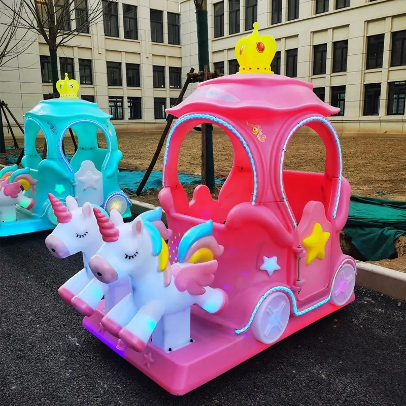 Mobil Mainan Unicorn Baru Mobil Bumper Listrik Ganda Orangtua-anak Taman Persegi Bercahaya Baterai Mobil Kereta Ganda