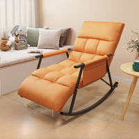 Fauteuil inclinable à bascule en cuir technique résistant à l'usure et à la saleté avec dossier réglable et rangement, vente directe de luxe