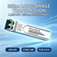 Module émetteur-récepteur SFP 1,25 G 80 km 1550 nm Duplex LC pour commutateur Ethernet Gigabit, communication réseau fibre optique monomode