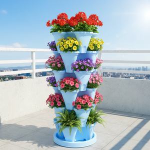 Maceta <span class=keywords><strong>de</strong></span> Plástico Tridimensional Multicapa <span class=keywords><strong>con</strong></span> Diseño Pastoral para Vegetales y <span class=keywords><strong>Fresas</strong></span>, Jardinera para Balcón - Product Image 6