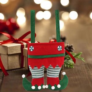 Sacs à bonbons de Noël du Père Noël, chaussettes de Noël, sacs cadeaux de Noël du Père Noël, sacs cadeaux de bonbons rouges et verts, chaussettes de Noël pour fêtes - Product Image 3