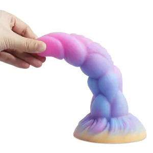 Hybrid Alien Shape Silicone Dildo Fluorescent Luminous and Huge for Men and Women Universal Liquid Silicone Sex Game Toy