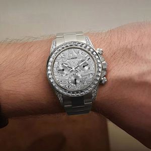 Montres mécaniques automatiques pour hommes d'affaires, chronographe de luxe personnalisé avec diamants - Product Image 4