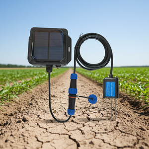 เซ็นเซอร์วัดค่าการนำไฟฟ้าของดินแบบอัจฉริยะ เป็นมิตรกับสิ่งแวดล้อม รองรับหลายความถี่ LoRa ใช้พลังงานแสงอาทิตย์ 0-10000μS/cm เครื่องวัดความชื้นในดิน 3-in-1 - Product Image 1