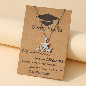 Collana con Ciondolo a Forma di Cappello di Laurea in Acciaio Inossidabile, Regalo per la Classe di Laurea 2024 2025, 'My Is Just <span class=keywords><strong>Beginning</strong></span> Graduate' - Product Image 1