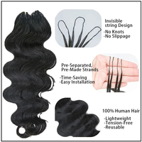 Ekstensi Rambut Crochet Jerry Curl Tak Terlihat, Dapat Digunakan Kembali, Rambut Manusia Asli, Model Kinky Straight Feather