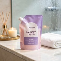 Pochette Doypack en PE recyclable à bec verseur, imprimée sur mesure, avec bouchon à vis anti-fuite et anti-goutte, pour recharge de liquide lessive