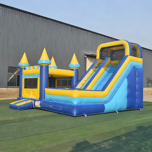 Lâu đài phao ngoài trời màu xanh dành cho trẻ em, có cầu trượt - Product Image 2