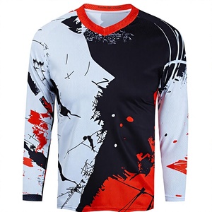 <b>Cycling</b> <b>Jersey</b> <b>Long</b> <b>Sleeve</b> Black White Red Patterned Breathable Quick Dry Lightweight for <b>Men</b> Outdoor Sports 100% Polyester - Product Image 1
