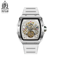 Jam tangan persegi panjang baja noda berlubang jam tangan besar untuk pria jam tangan merek mewah olahraga otomatis