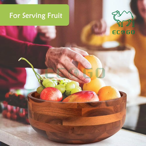 Juego de ensaladeras de madera de acacia con 2 manos de madera y ensaladera grande con utensilios para servir - Product Image 6