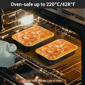 Contenedor de Alimentos Desechable Rectangular de Aluminio de 750 ml, Apto para Microondas, Suministro Directo de Fábrica, para Llevar, con Paredes Lisas, de PP - Product Image 3